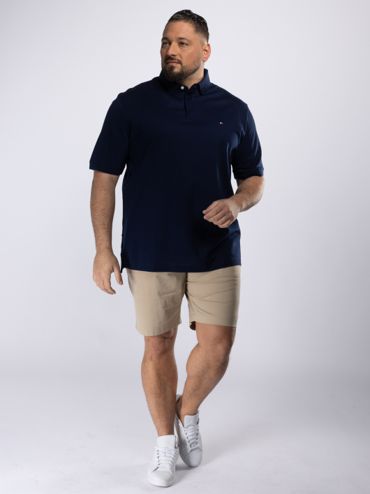 Polo Interlock Col Jacquard Grande Taille Marine