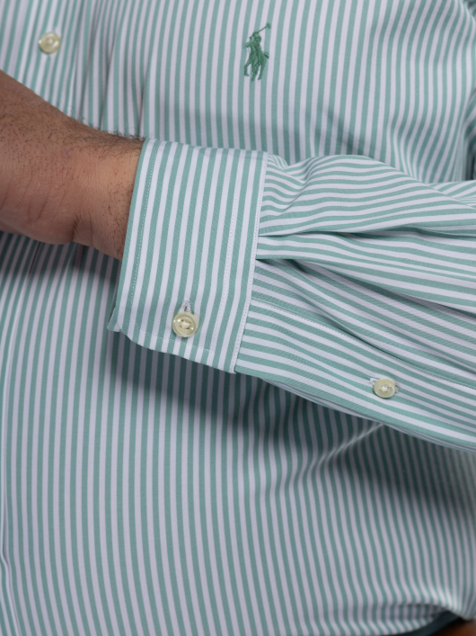 Chemise Rayée Grande Taille Verte et Blanche