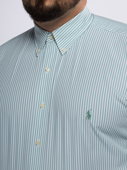 Chemise Rayée Grande Taille Verte et Blanche