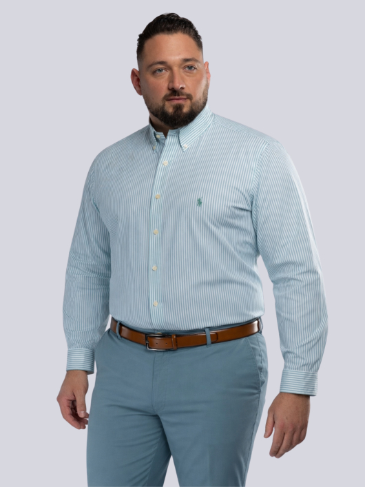 Chemise Rayée Grande Taille Verte et Blanche