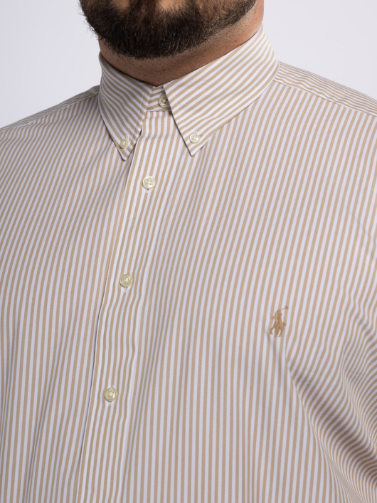 Chemise Rayée Grande Taille Beige et Blanche