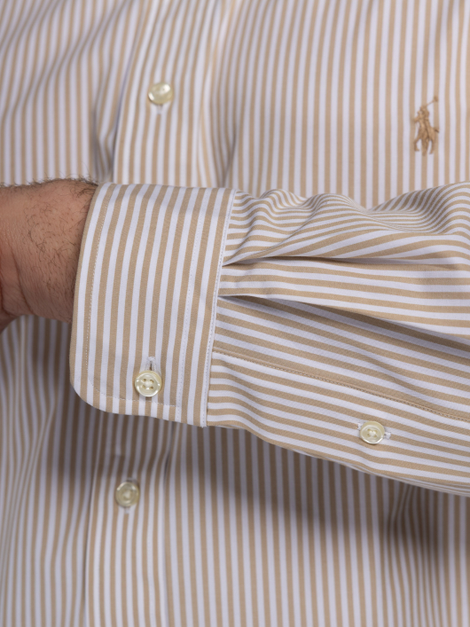 Chemise Rayée Grande Taille Beige et Blanche