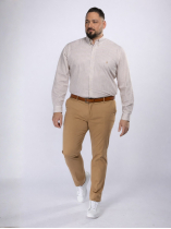 Chemise Rayée Grande Taille Beige et Blanche