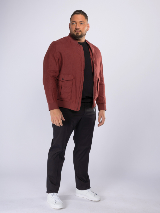 Blouson Uni en Lin Grande Taille Bordeaux
