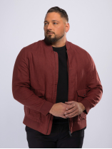 Blouson Uni en Lin Grande Taille Bordeaux