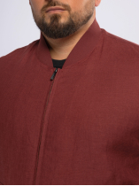 Blouson Uni en Lin Grande Taille Bordeaux