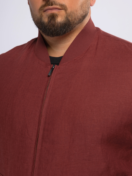 Blouson Uni en Lin Grande Taille Bordeaux