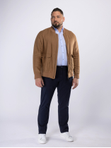 Blouson Uni en Lin Grande Taille Cognac