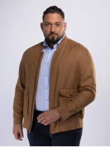 Blouson Uni en Lin Grande Taille Cognac