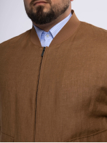 Blouson Uni en Lin Grande Taille Cognac