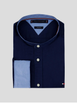 Chemise Col Mao Grande Taille Bleu Marine