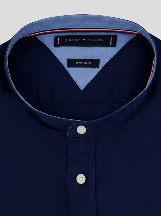 Chemise Col Mao Grande Taille Bleu Marine