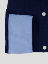 Chemise Col Mao Grande Taille Bleu Marine