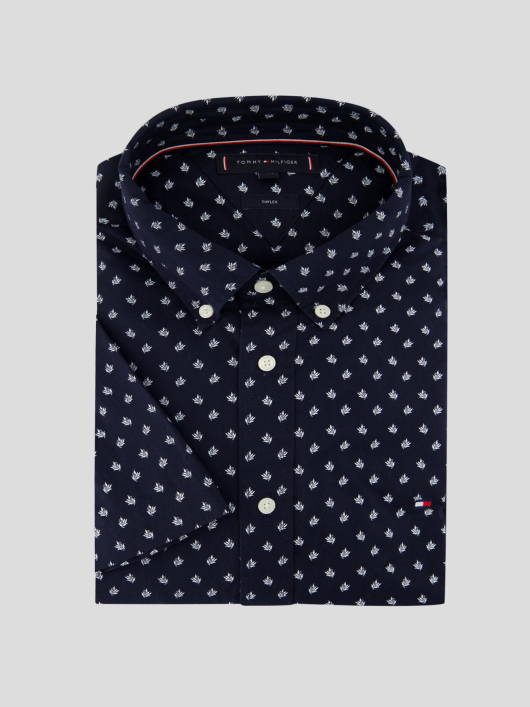 Chemisette Micro Motifs Grande Taille Bleu Marine