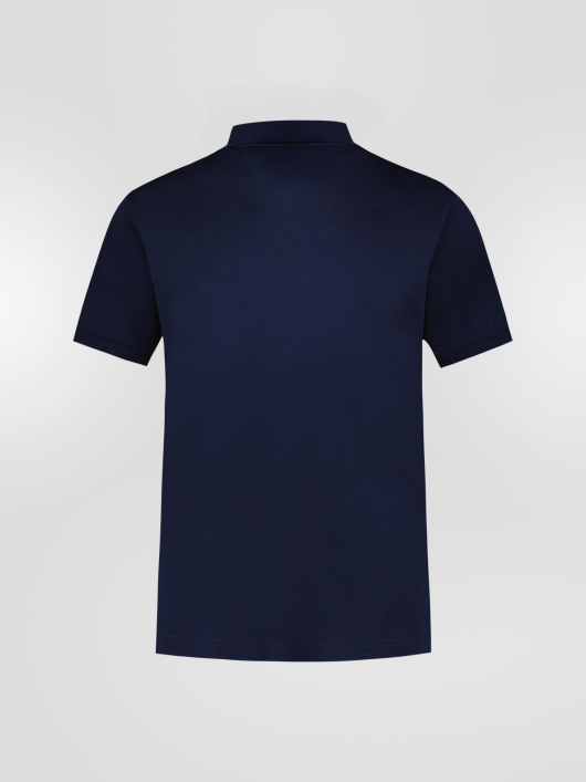 Polo Interlock Col Jacquard Grande Taille Marine