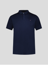 Polo Interlock Col Jacquard Grande Taille Marine