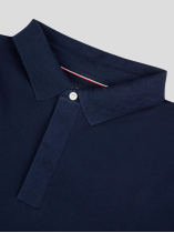 Polo Interlock Col Jacquard Grande Taille Marine