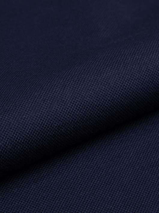 Polo Interlock Col Jacquard Grande Taille Marine