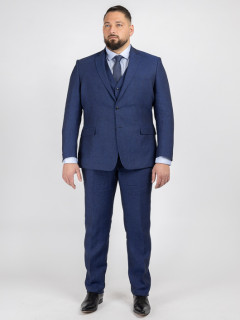 Costume Complet Bleu En Lin Grande Taille