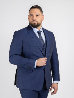 Costume Complet Bleu En Lin Grande Taille