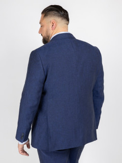 Costume Complet Bleu En Lin Grande Taille