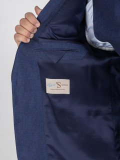 Costume Complet Bleu En Lin Grande Taille