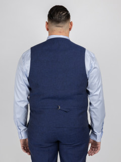 Costume Complet Bleu En Lin Grande Taille