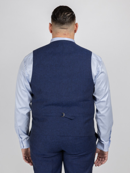 Costume Complet Bleu En Lin Grande Taille