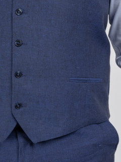 Costume Complet Bleu En Lin Grande Taille