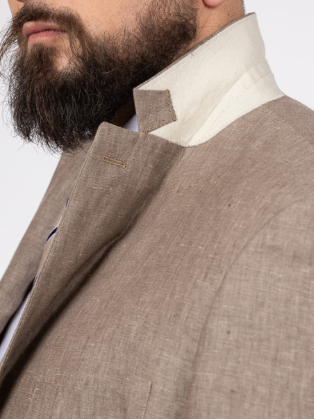 Costume Complet Lin Marron Glacé Capel Grande Taille