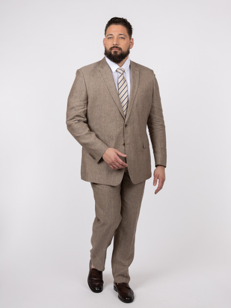 Costume Complet Lin Marron Glacé Capel Grande Taille