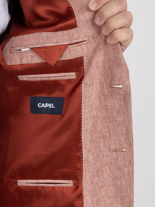 Costume Complet Terracotta En Lin Grande Taille