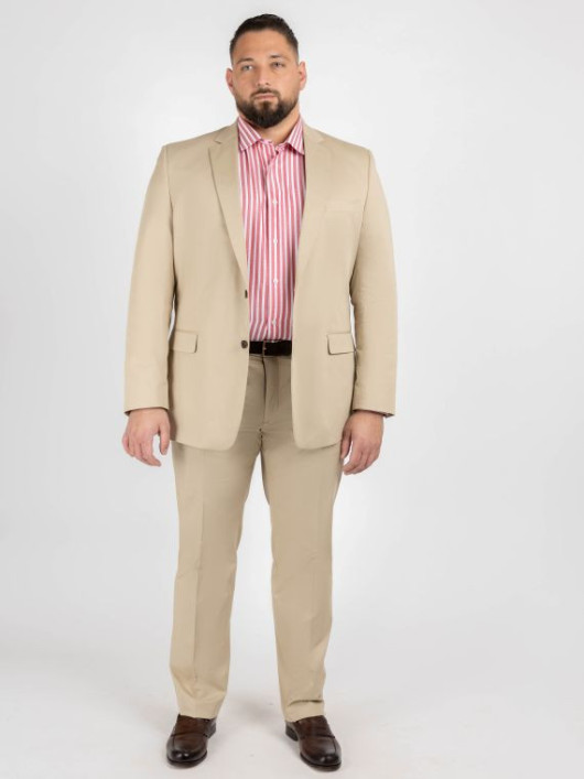 Costume Complet Beige En Coton Grande Taille