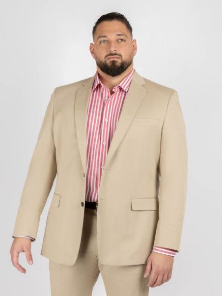 Costume Complet Beige En Coton Grande Taille