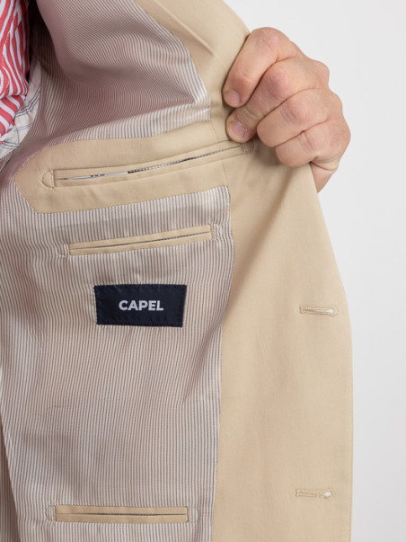 Costume Complet Beige En Coton Grande Taille