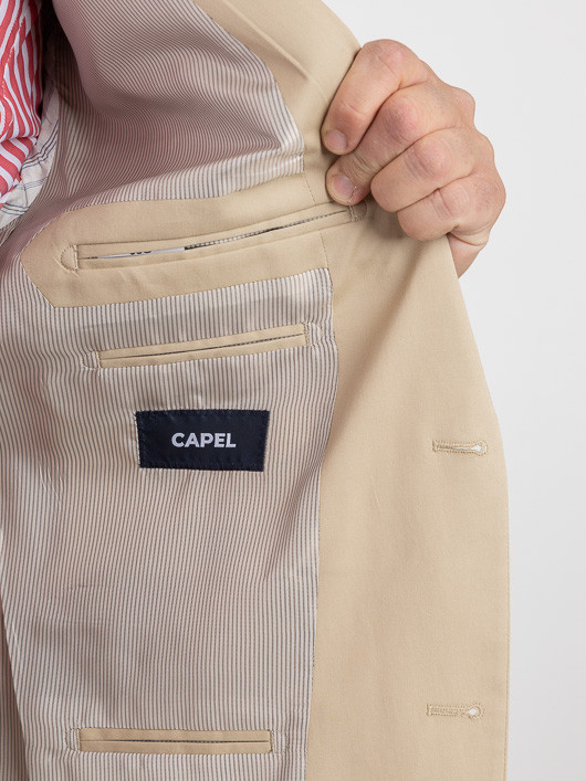 Costume Complet Beige En Coton Grande Taille