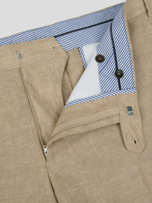 Pantalon en Lin Grande Taille Beige