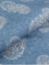 Chèche motifs cachemire coton/lin bleu et blanc