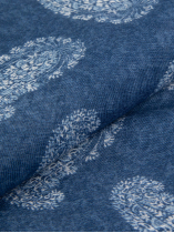 Chèche motifs cachemire coton/lin bleu et beige