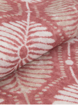 Chèche motifs palmes coton/lin rouge, beige et blanc