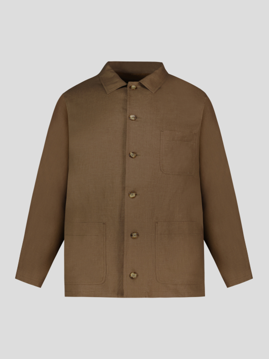 Veste Worker en lin Grande Taille Marron