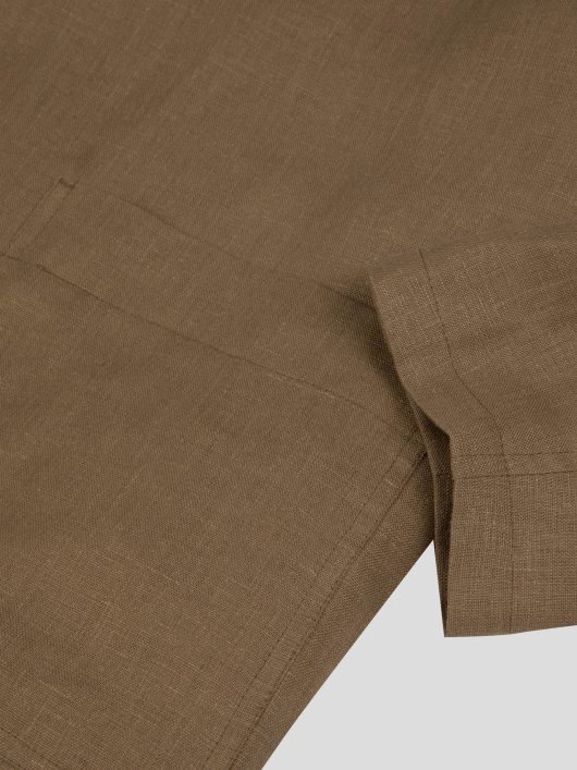 Veste Worker en lin Grande Taille Marron