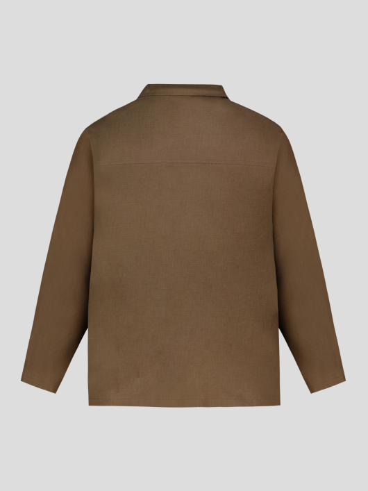 Veste Worker en lin Grande Taille Marron
