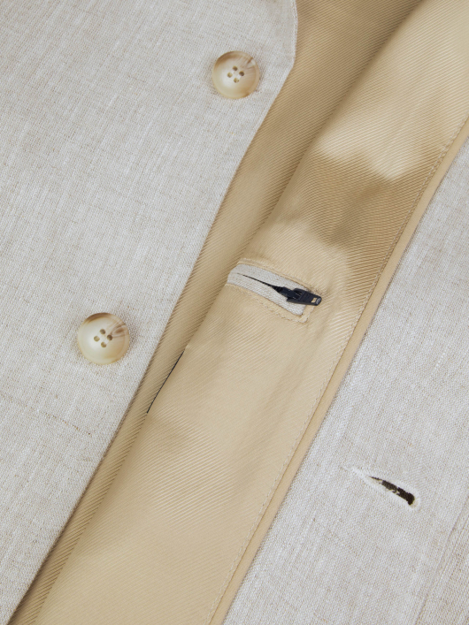 Veste Worker en lin Grande Taille Beige