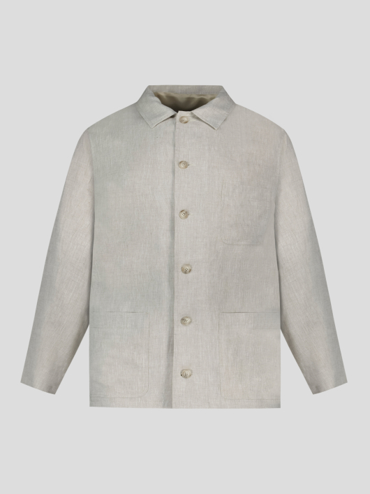 Veste Worker en lin Grande Taille Beige