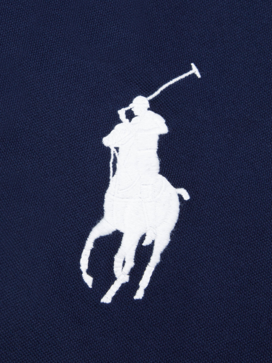 Polo Piqué Motifs Grande Taille Bleu Marine