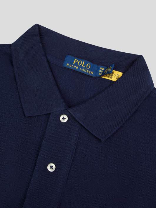 Polo Piqué Motifs Grande Taille Bleu Marine