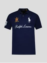 Polo Piqué Motifs Grande Taille Bleu Marine