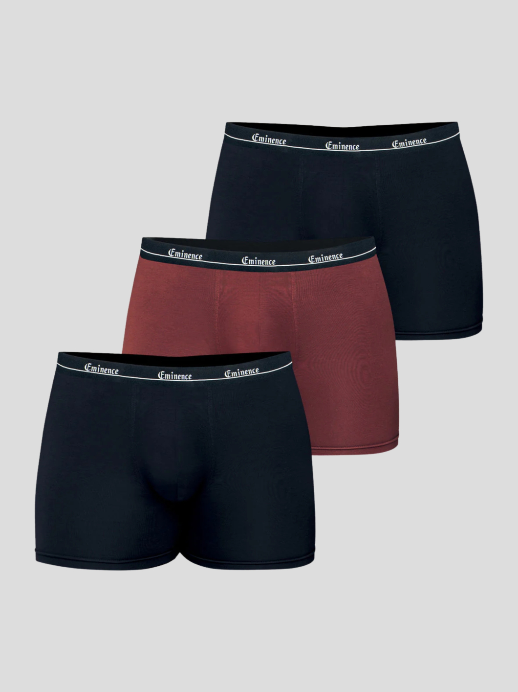 Pack 3 Boxers Grande Taille Noirs et Rouille Eminence - Capelstore