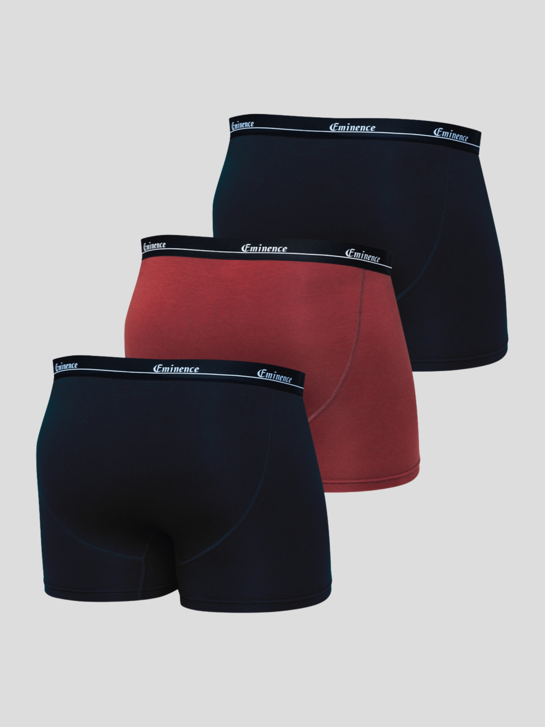 Pack 3 Boxers Grande Taille Noirs et Rouille Eminence - Capelstore